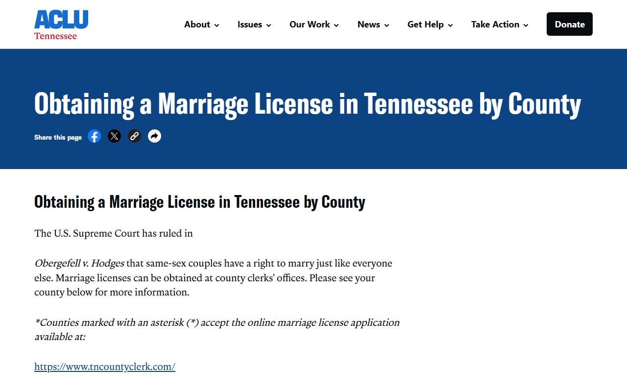 Anderson County Marriage License guidance from ACLU Tennessee