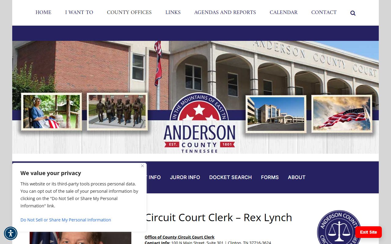 Anderson County Marriage License record access through the circuit court clerk