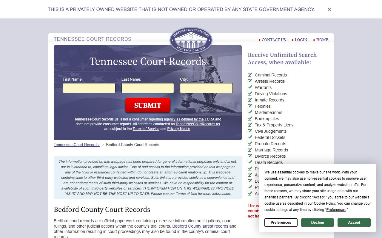 Bedford County Marriage License records information and copy guidance