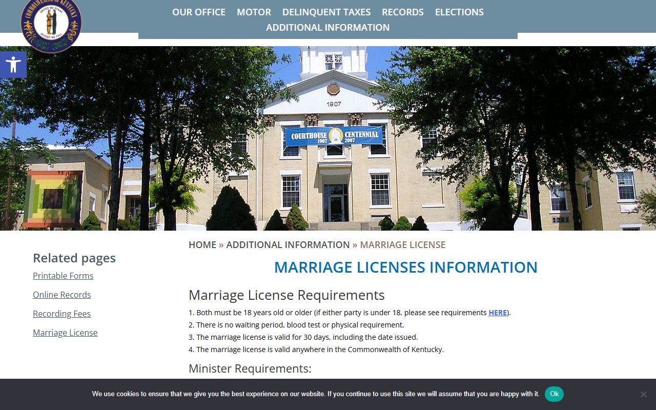 Carter County Marriage License office information from the county clerk