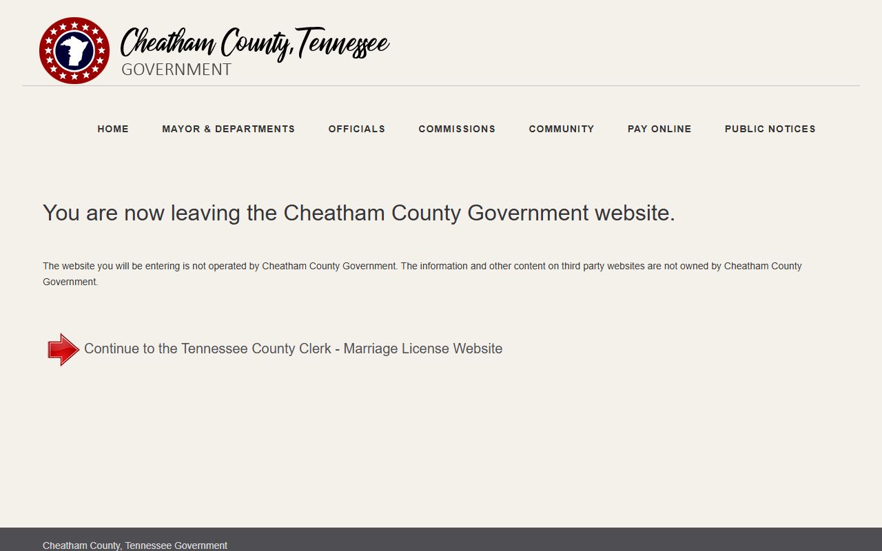 Cheatham County Marriage License search and county government record path