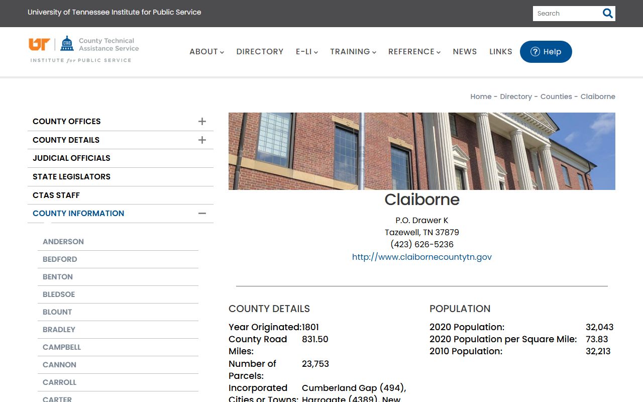 Claiborne County Marriage License county information from CTAS