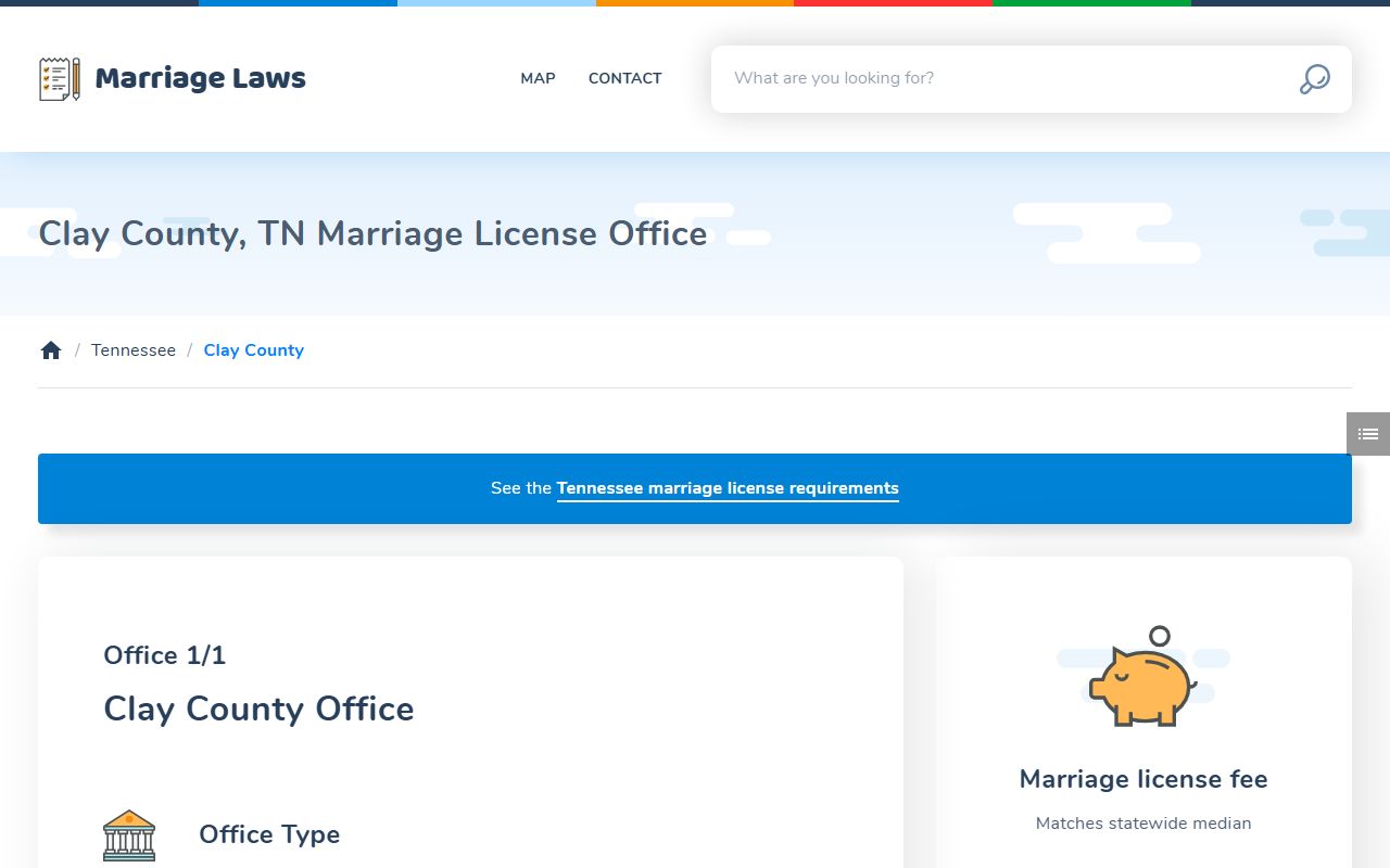Clay County Marriage License rules and record search information