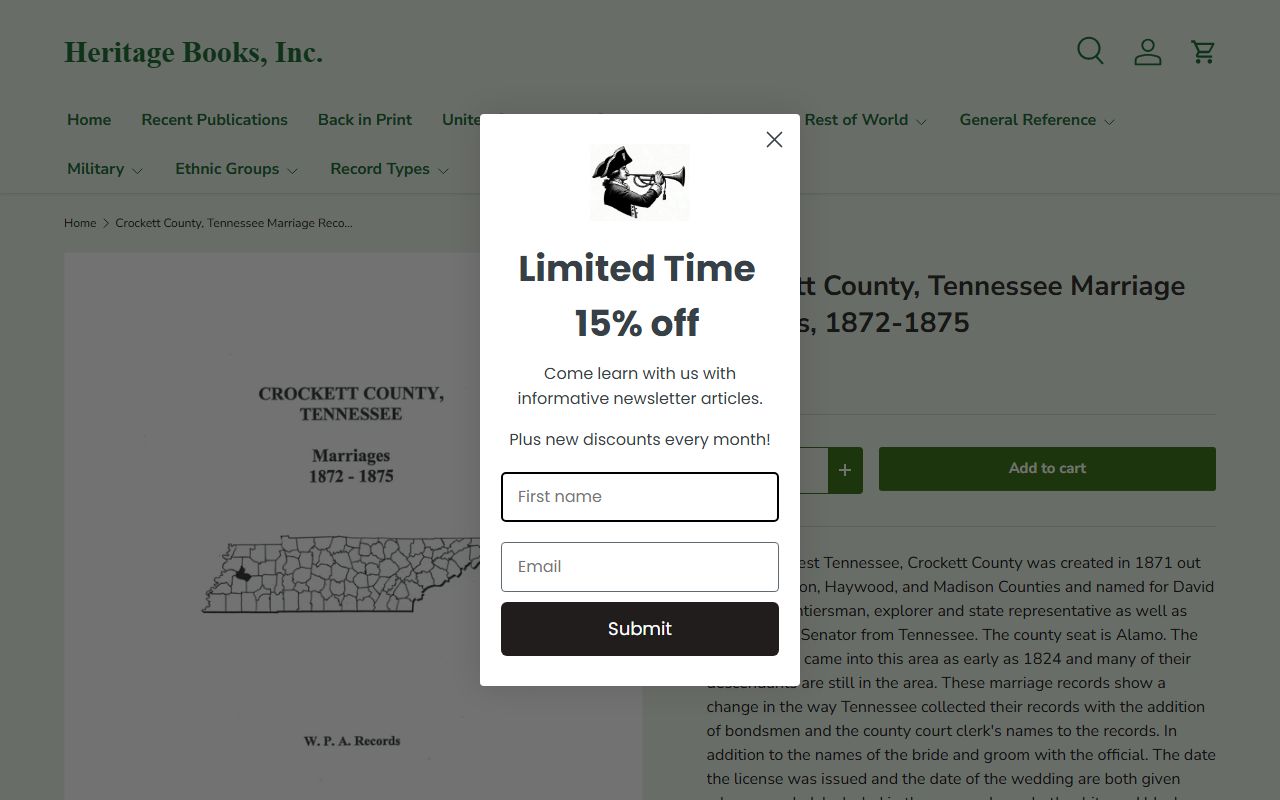 Crockett County Marriage License historical book records