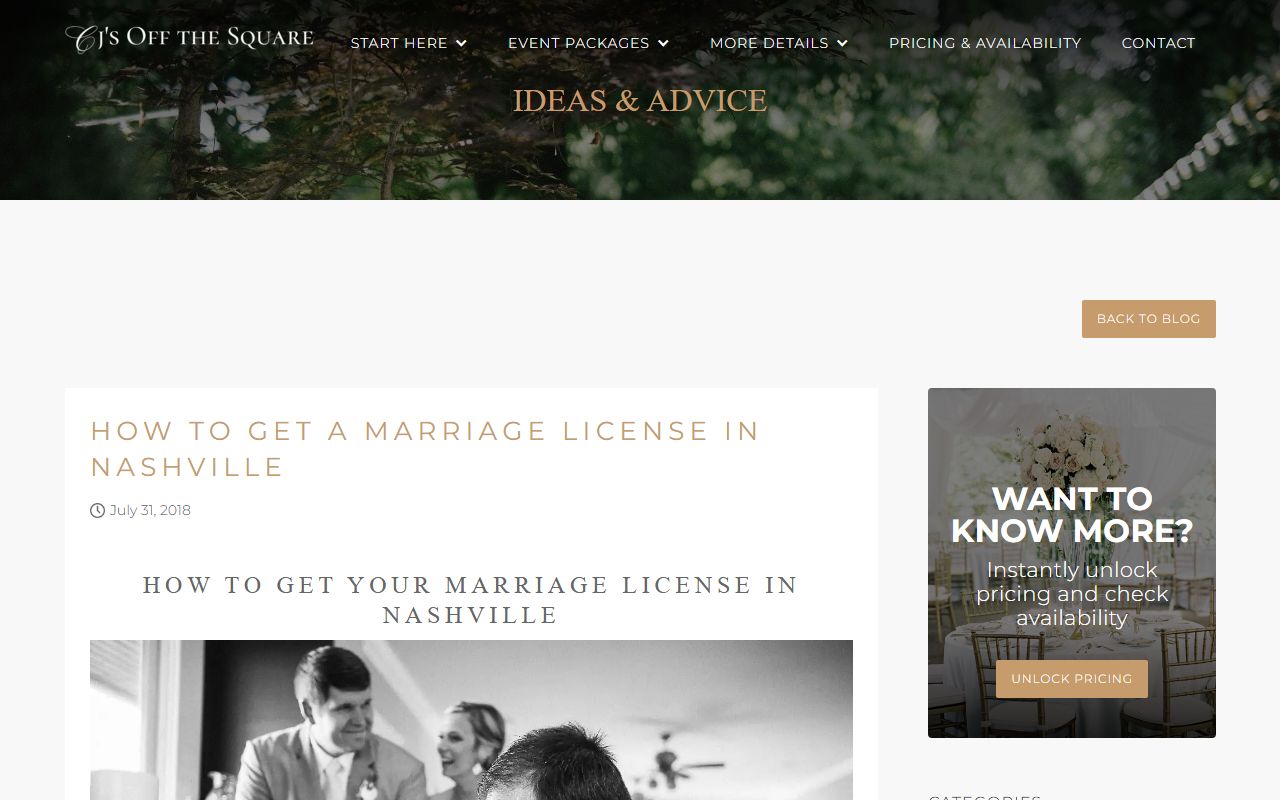 Davidson County Marriage License fee tip from a Nashville wedding guide