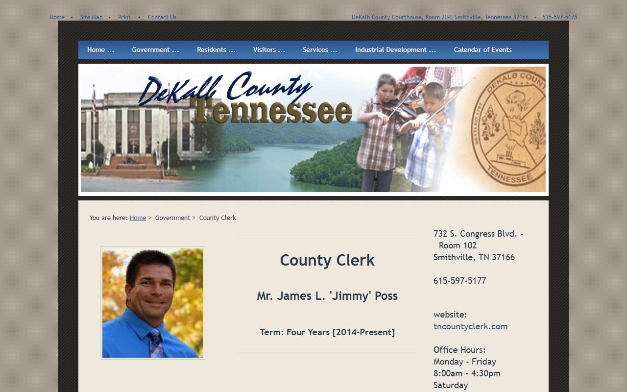 DeKalb County Marriage License office page from the county clerk website