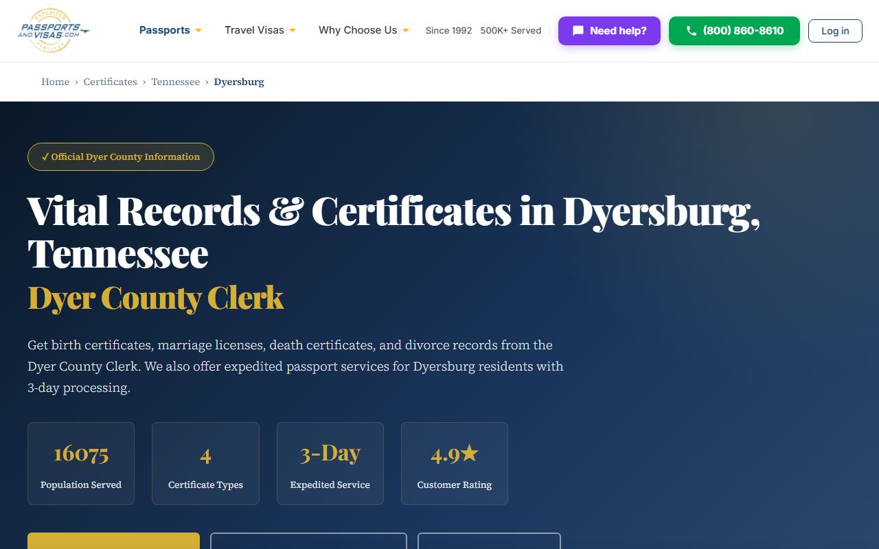 Dyer County Marriage License courthouse guidance in Dyersburg