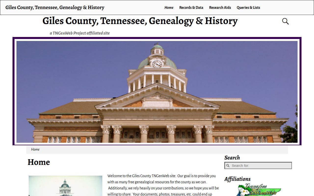 Giles County Marriage License historical records from TN GenWeb