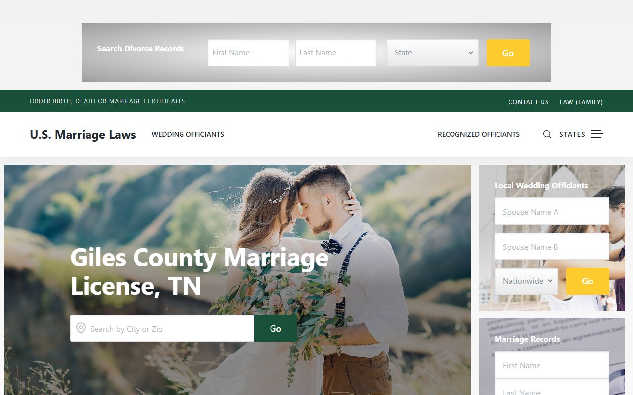 Giles County Marriage License information from US Marriage Laws