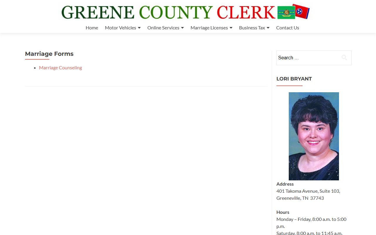 Greene County Marriage License forms page