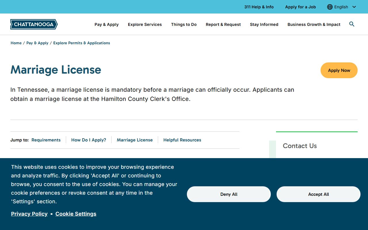 Hamilton County Marriage License guidance from Chattanooga government