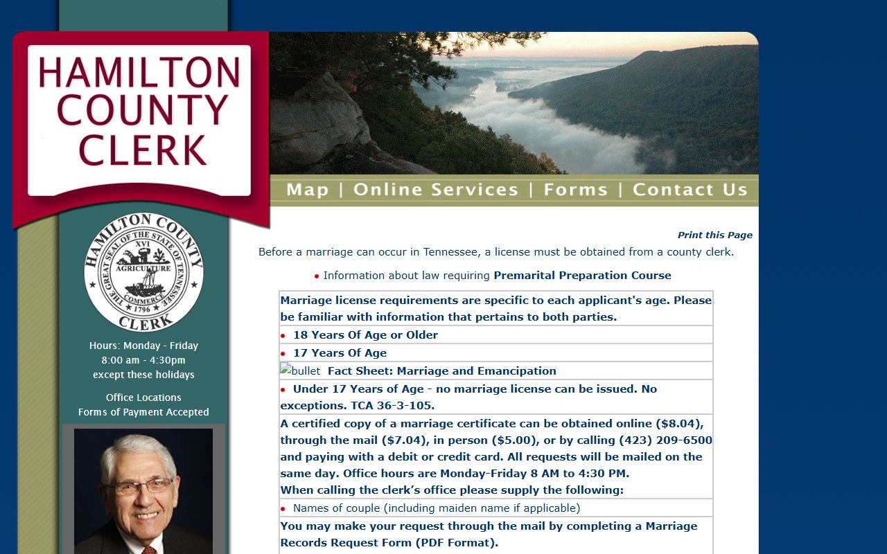 Hamilton County Marriage License portal on County Clerk Anytime