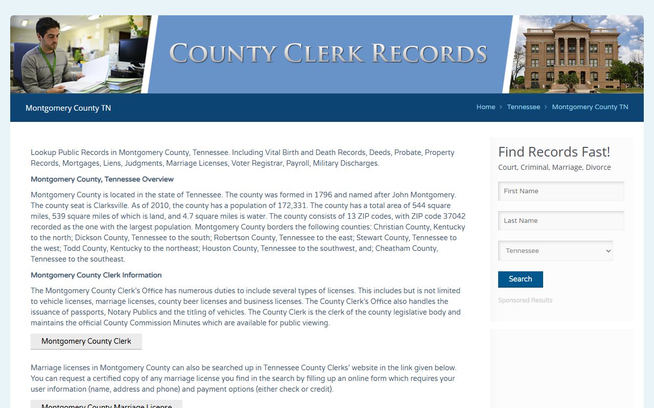 Montgomery County Marriage License office and clerk information