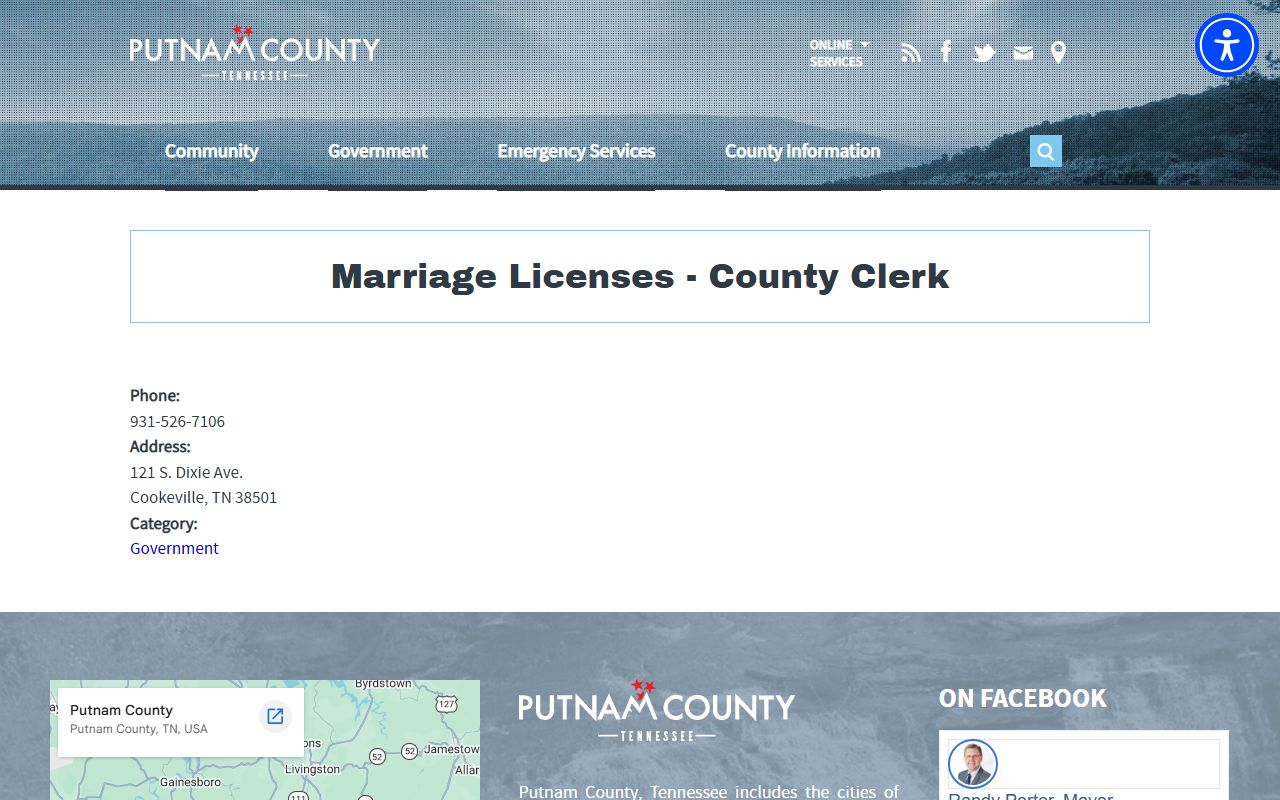 Putnam County Marriage License information from the county clerk