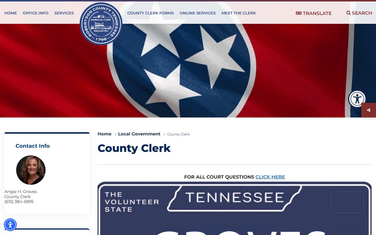 Robertson County Clerk main office for marriage licenses