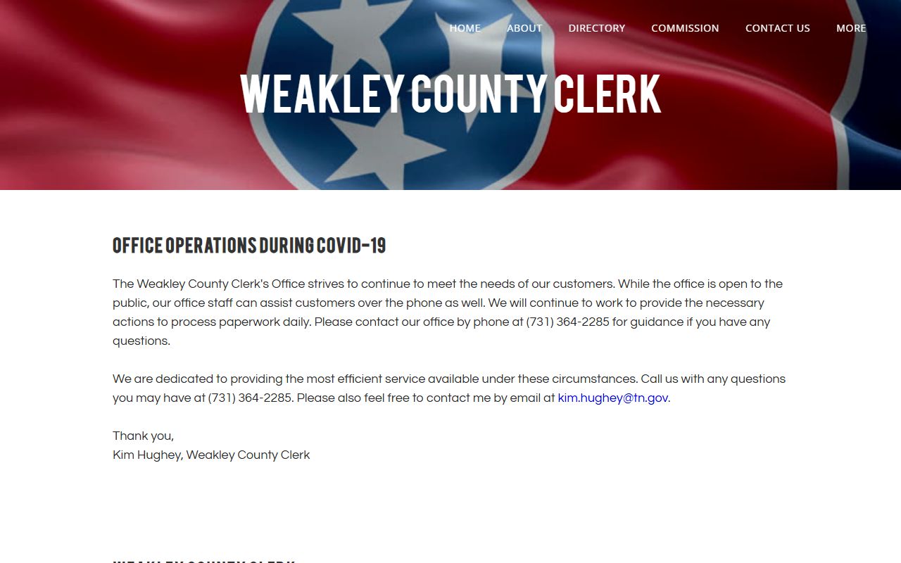 Weakley County Marriage License service through the county clerk office